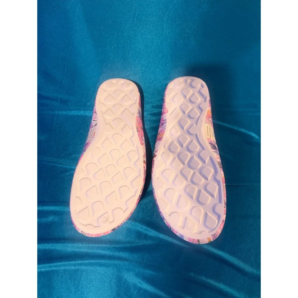 Aerolite Arch Support Floral Flip Flops Pink Purple Women's 10